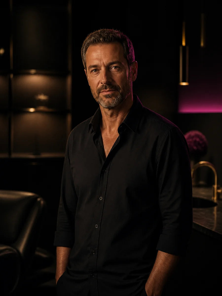 The owner of an aesthetics clinic standing in his own treatment room