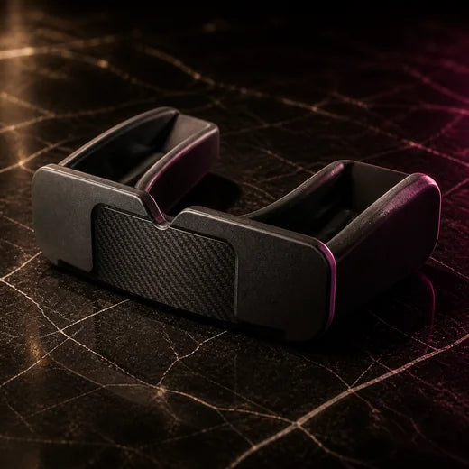 A black carbon-fibre sports mouthguard